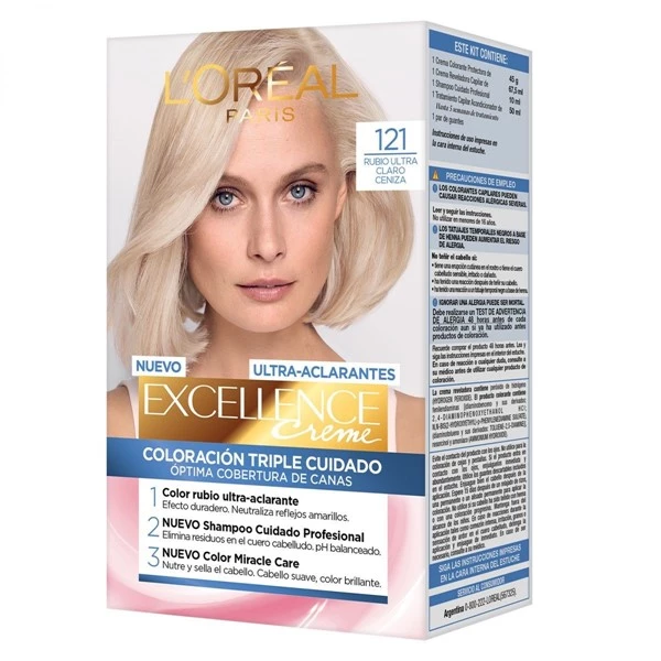 Excellence Kit Coloracion 121 Rubio Ultra Claro Ceniza alt