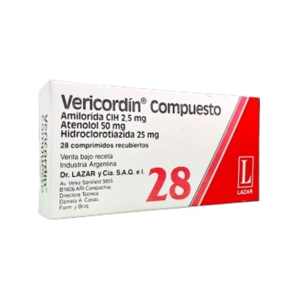 Lazar Vericordin Atenolol + Asoc Compuesto x 28 Comp #1