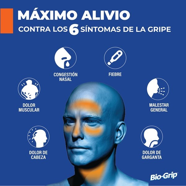 Bio-Grip T | 5 Sobres | Paracetamol + Ácido Ascórbico + Fenilefrina Clorhidrato alt