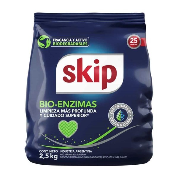 Jabon Polvo Ropa Skip Bio Enzimas 25 .kg alt