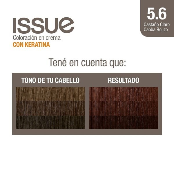 Issue Tintura Keratina Kit N° 5.6 Castaño Claro Caoba Rojizo alt