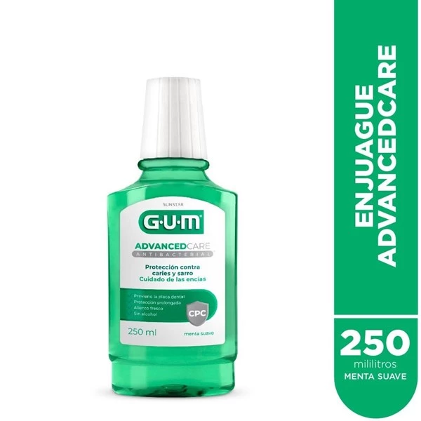 Enjuague Bucal Gum Advanced Antibacterial Menta Suave 250 ml