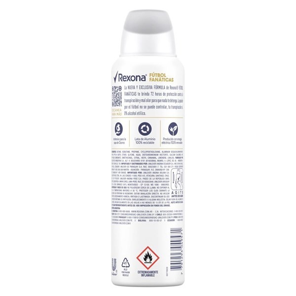 Antitranspirante Rexona Futbol Fanaticas  aerosol x 150 ml alt