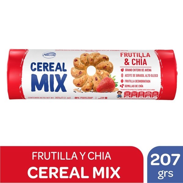 Galletitas Cereal Mix Avena Frutilla Chía 207 g. #1