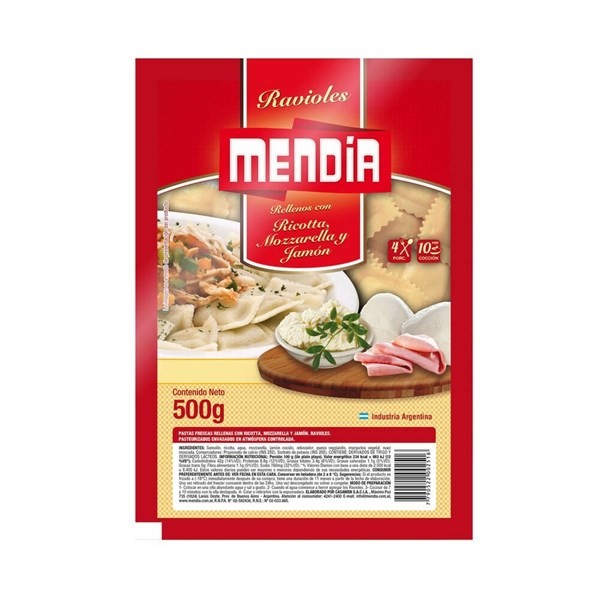 Ravioles Mendia Jamón Y Queso 500 G. #1