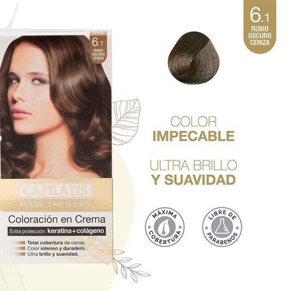 Capilatis Kit Coloración en Crema Rubio Oscuro Ceniza N°6.1 alt