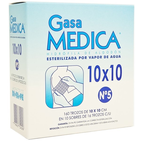 Medica Gasa N5 Hidrófila Estériles 1010 xcm 16 Trozos 10U Único