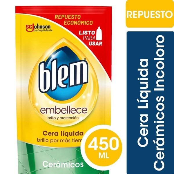 Cera Líquida Pisos Cerámicos Blem Incoloro Repuesto Económico 450ml #1