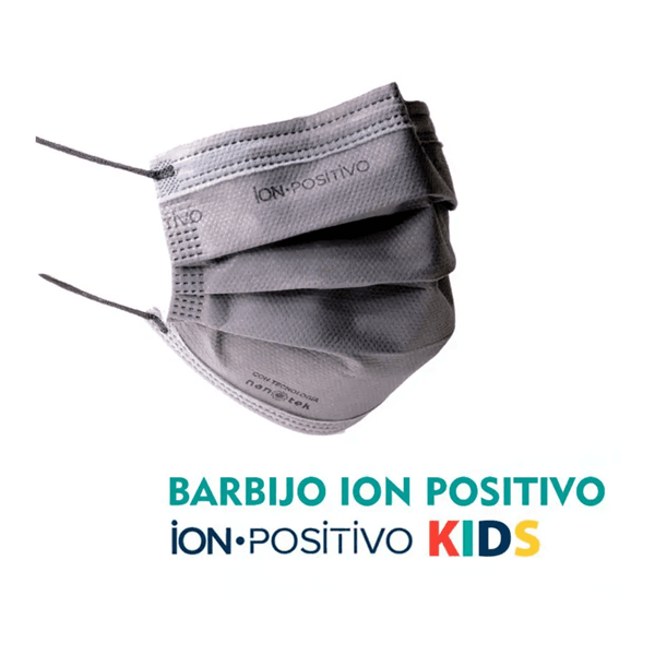 Barbijos Gris Ion Positivo Kids / Niños Nanopartícula X 3u