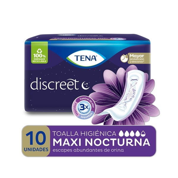 Toalla Tena Discreet Maxi Nocturnas 10 Uni #1