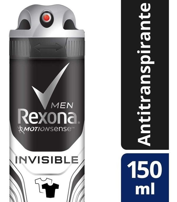 Antitranspirante Masculino en Aerosol Rexona Invisible x 150 ml
