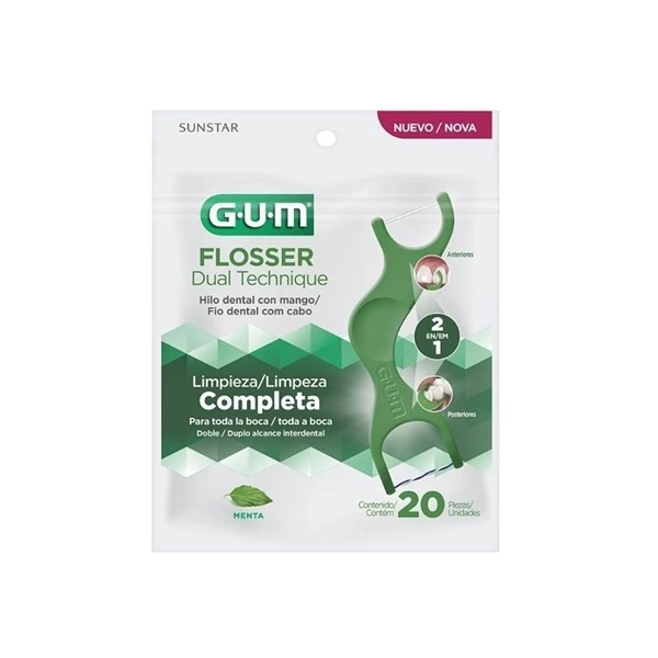 Gum Flossers Dual Technique 2 En 1 Hilo Dental Con Mango