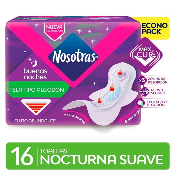 Toallitas Higiénicas Nosotras Nocturna Suave 16Un #1