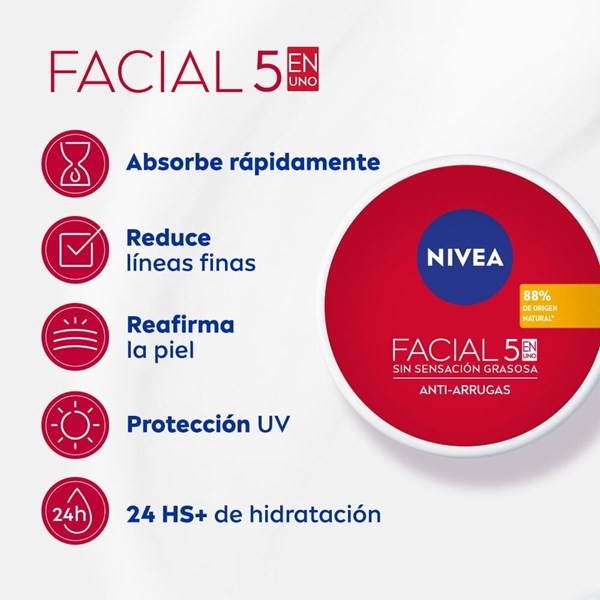 Nivea Crema 5 en 1 Cuidado Antiarrugas Todo Tipo de Piel Tamaño 100 ml alt