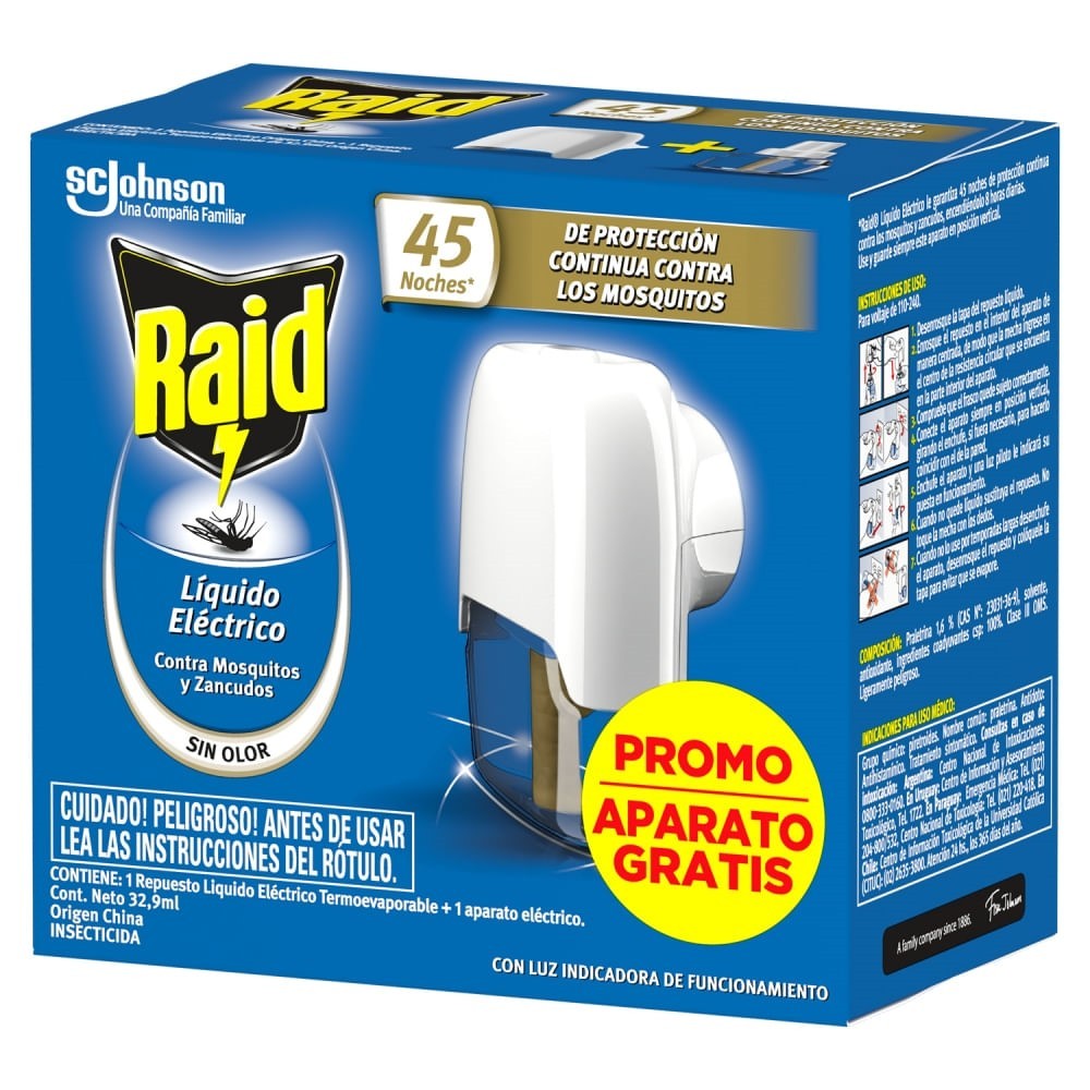 Raid Aparato Eléctrico + Repuesto Líquido Mata Mosquitos, RAID Repelentes BAfarma Farmacia