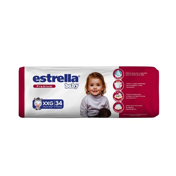 Pañal Estrella Baby Talle Xxg Premium Hiperpack 34 uni #1