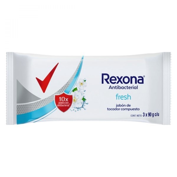 JABÓN EN BARRA REXONA ANTIBACTERIAL FRESH 90 GR (3 UNIDADES) #1