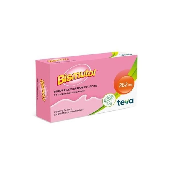 Bismutol Masticable | 20 comprimidos | Subsalicilato de bismuto #1