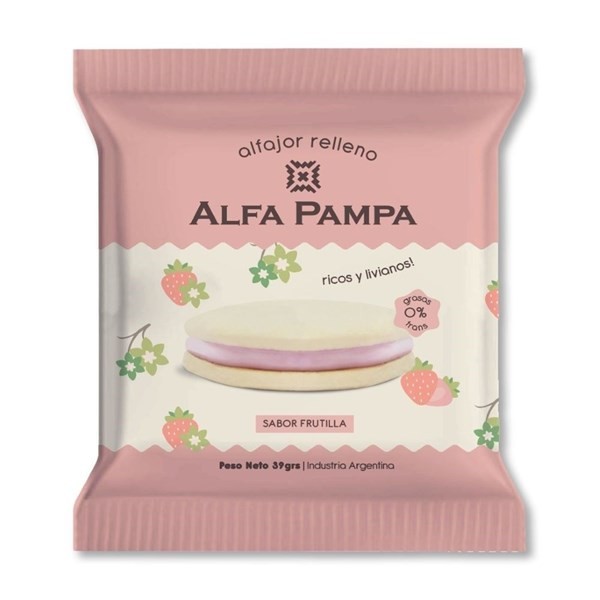 Alfajor Alfa Pampa Relleno Mousse de Frutilla x 39 g