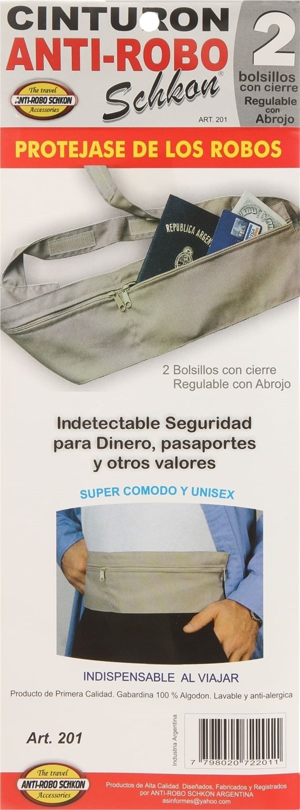 Schkon Cinturón Anti-Robo Con Cierre 2 bolsillos #1