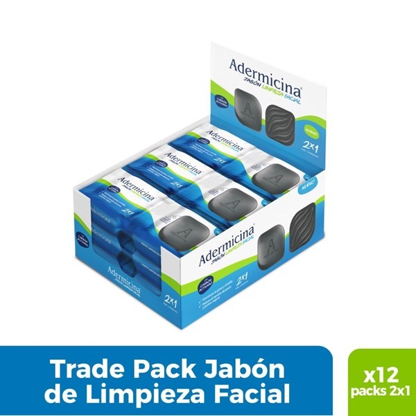 Adermicina Jabón de Limpieza Facial 12 Unidades de Pack 2X1 alt