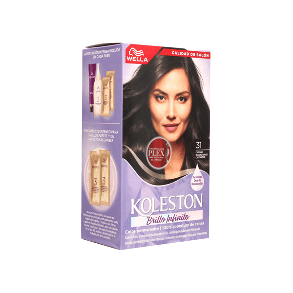 KOLESTON Coloración Crema Brillo Infinito Kit N°31 Castaño Oscuro Cenizo Cautivador #1