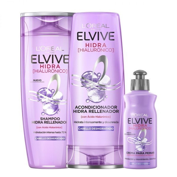 Loreal Paris Combo Elvive Ácido Hialurónico: Shampoo, Acondicionador Y Crema Para Peinar #1