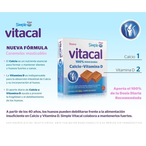 Caramelos Masticables Vitacal (60 Unidades) alt