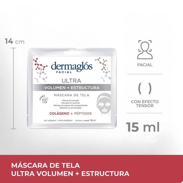 Dermaglós Máscara de Tela Ultra Volumen + Estructura 15 ml |x 1 Unidad alt