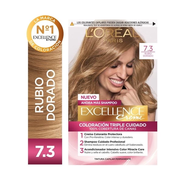 Excellence Kit Tintura Creme Color 7.3 Rubio Dorado