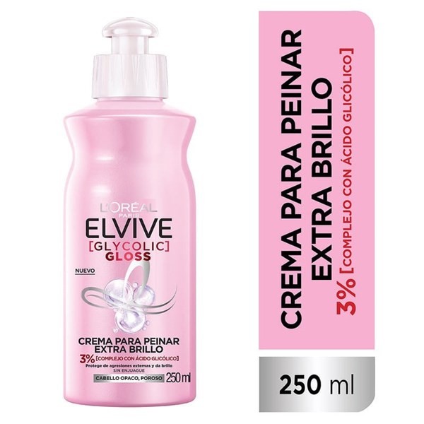 Crema Para Peinar Elvive Glycolic Gloss 3% X 250 ml