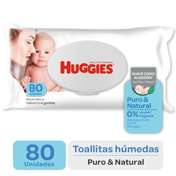Huggies Toallas Húmedas Puro Y Natural - 80 Unidades #1