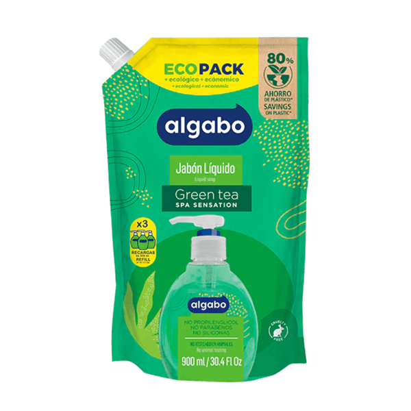 Algabo Jabon Liquido Respuesto Economico X 300 Ml Green Tea