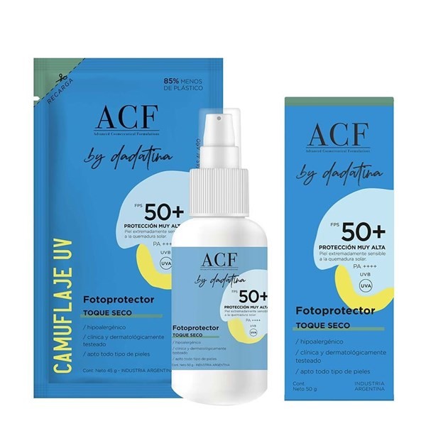 Acf Protector Solar Uv Spf 50 Seco Camuflaje By Dadatina Refill Tamaño 45 gr alt