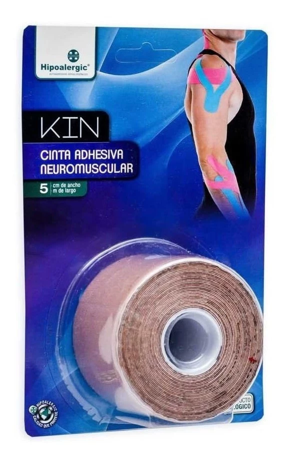 Cinta Adhesiva Neuromuscular  Hipoalergic Kin 5 cm x 5 m (1 rollo color beige)