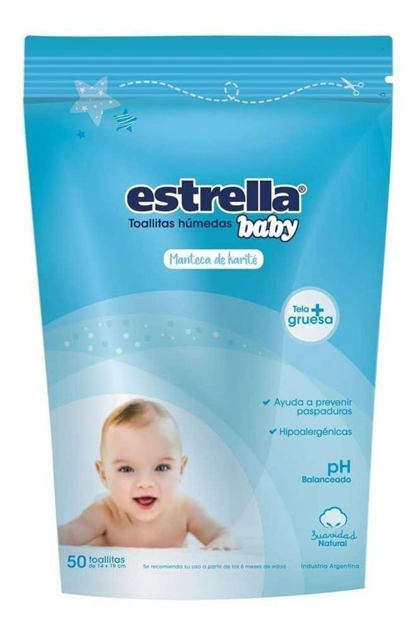Estrella Baby Manteca de Karite Toallas Húmedas 50 U #1