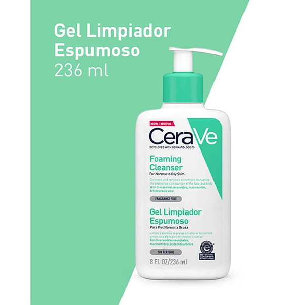 CeraVe Gel Limpiador Espumoso Piel Normal a Grasa 236ml alt
