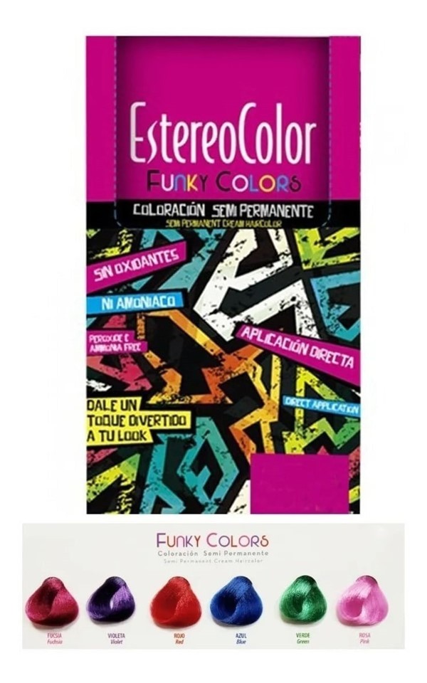 Estereocolor Estereo Color Neon Funky Colors Tintura Semi Permanente X12 Violeta #1
