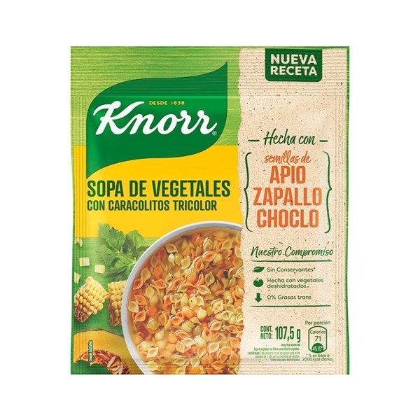 Sopa de Vegetales Knorr Con Caracolitos 107.5 g #1