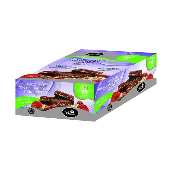 Benot Barra Chocololate Dietario Semiamargo Con Frutos Rojo (24 Unidades)