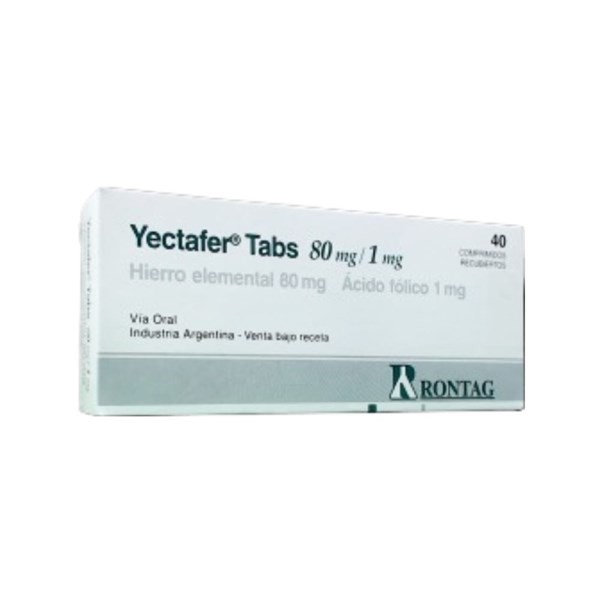 Rontag Yectafer Tabs Hierro + Fólico, C. 80 / 1 Mg x 40 Comp Recubiertos #1