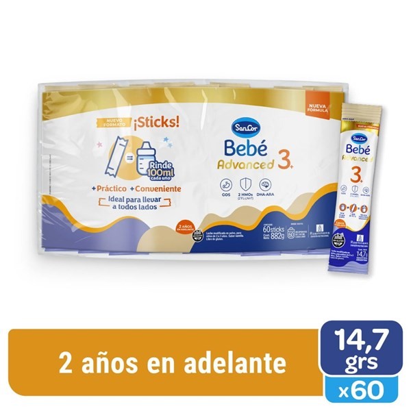 Sancor Bebé 3+ Advanced - Bolsa x 60 Sticks alt