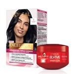 Loreal Paris Combo Tintura Excellence Tono 1 negro + Crema Tratamiento Elvive Color-Vive #1