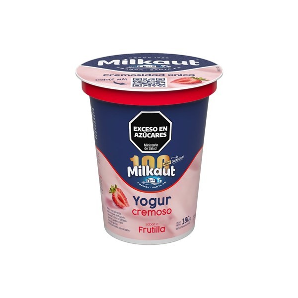 Yogur Cremoso Entero Milkaut de Frutilla en Pote 180 grs #1