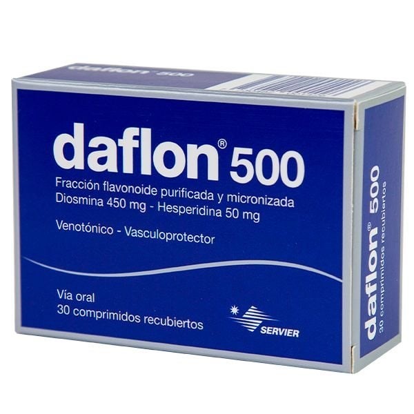 Daflon 500 Mg | 30 Comprimidos | Fracción flavonoide purificada y micronizada | Diosmina + Hesperidina. #1
