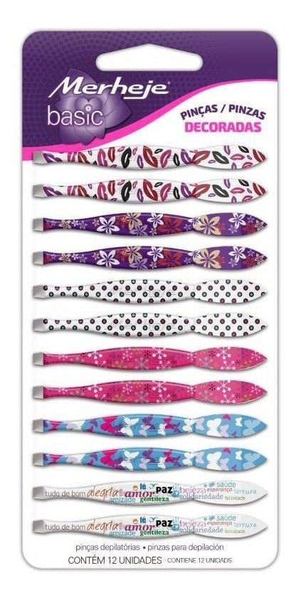 Merheje Pinza Depilatoria Basic Decorada -En Acero Inxoidable- (12 U)