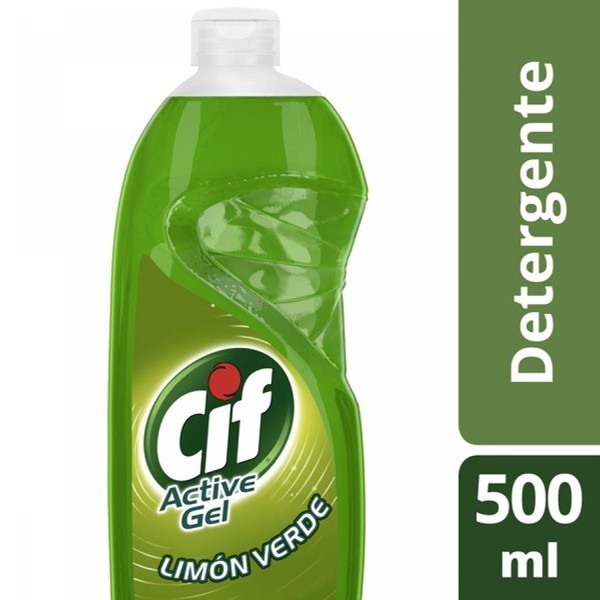 Cif Active Detergente Lavavajilla Gel Limón Verde x 500 ml alt