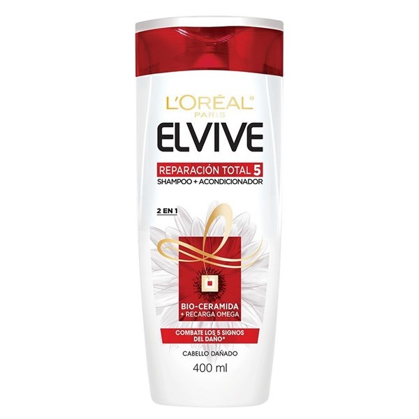 Shampoo Reparación Total 5 - 2 en 1  Elvive 400ml
