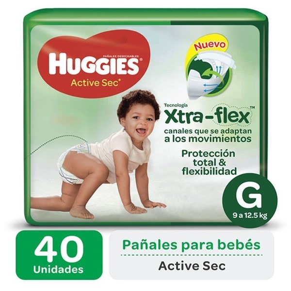 Huggies Pañales Active Sec Talle g (40 Unidades) alt