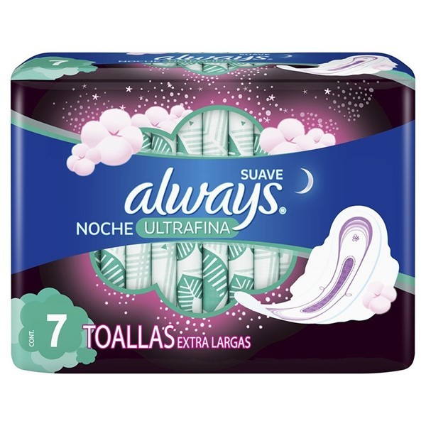 Always Toallas Femeninas Ultrafina Nocturna Con Alas 7 Unidades alt